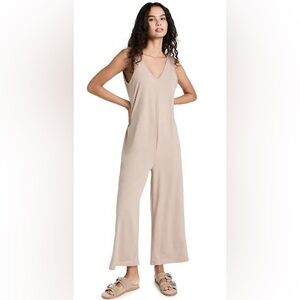 VARLEY Tan Taupe "Pelion" Stretch
Jersey Jumpsuit Wide Leg Size XS Like New